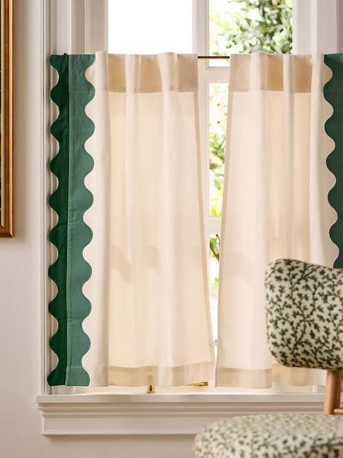 Maeve Scalloped Cotton Cafe Curtain, Set of 2
