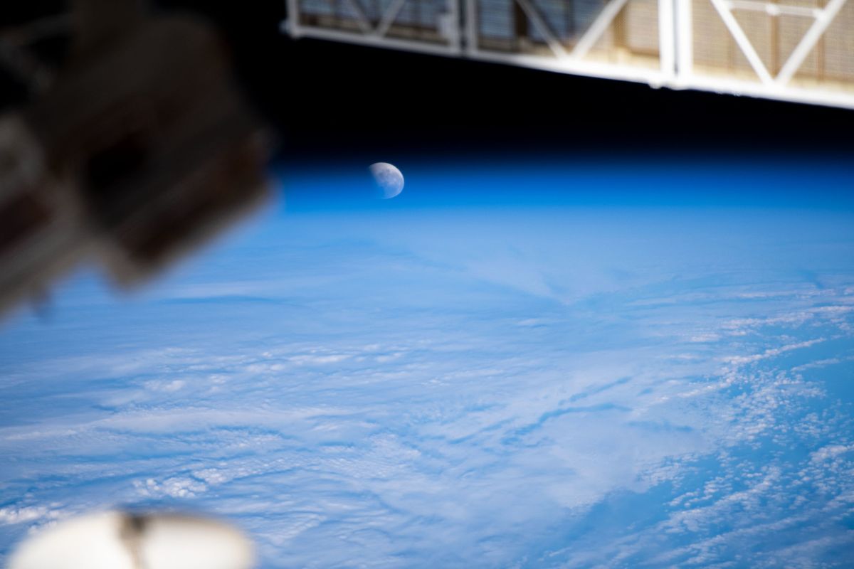 At one point, the partial lunar eclipse on May 26, 2021 intersected with the Earth's horizon from the viewpoint of astronauts on the International Space Station.
