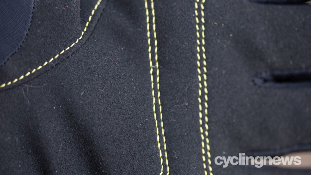 Assos Spring Fall Gloves detail of synthetic leather palm