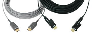 Opticis USA active optical cable (AOC) line-up with the LHM2-N (fixed-end) and LHM2-P (detachable). 