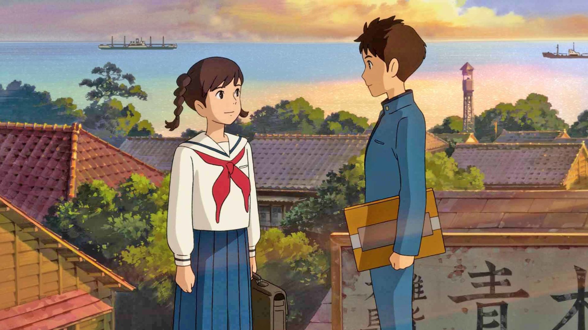 Umi and Shun overlooking their hometown in From Up on Poppy Hill
