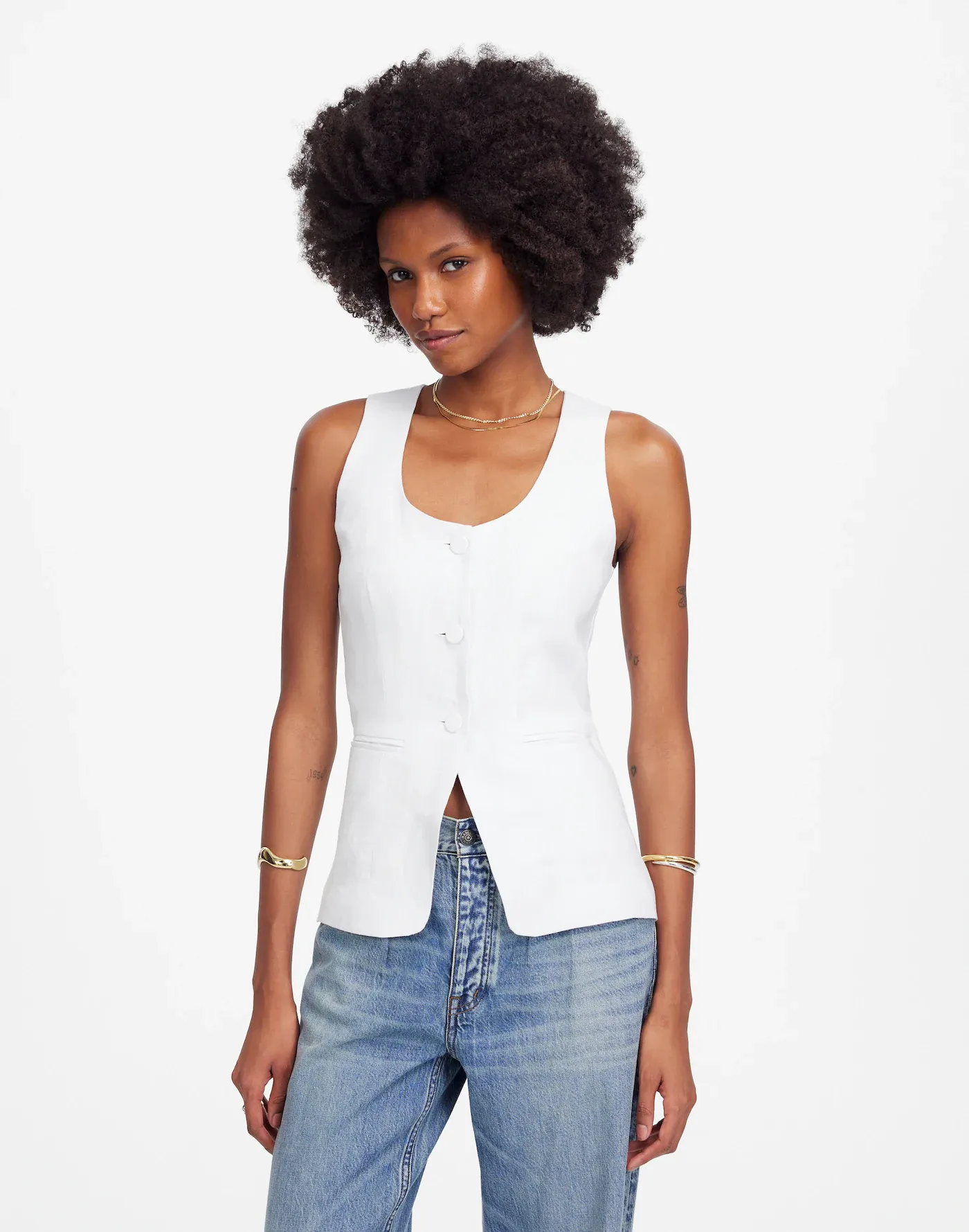 Madewell, 100% Linen Scoopneck Cutaway Vest