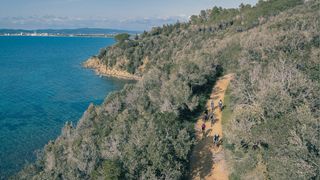 Riders on The Maremma Challenge on a Mediterranean coastal path