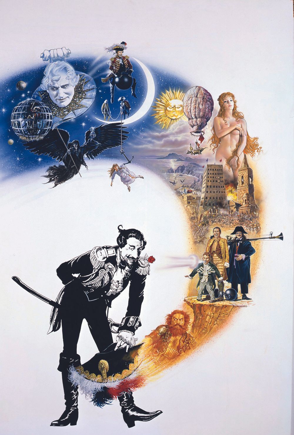 Renato Casaro&rsquo;s poster for the The Adventures of Baron Munchausen combined scenes from the movie