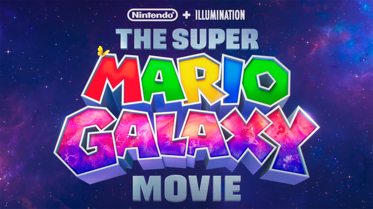 A screenshot of the title and logo for Nintendo&#039;s The Super Mario Galaxy Movie