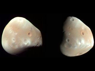 Images captured by NASA's Mars Reconnaissance Orbiter reveal that the surface of Deimos is mostly smooth, marred only by recent impact craters.