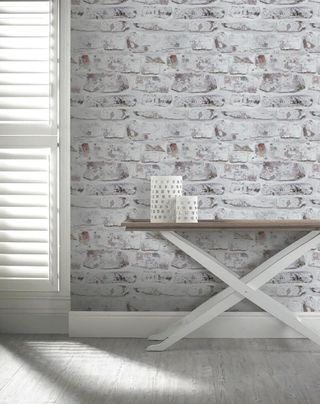 textured brick wallpaper white washed from Amazon