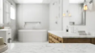 White bathroom with marble surfaces