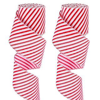 Red and white striped christmas ribbon