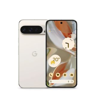 A Google Pixel 9 Pro XL in white