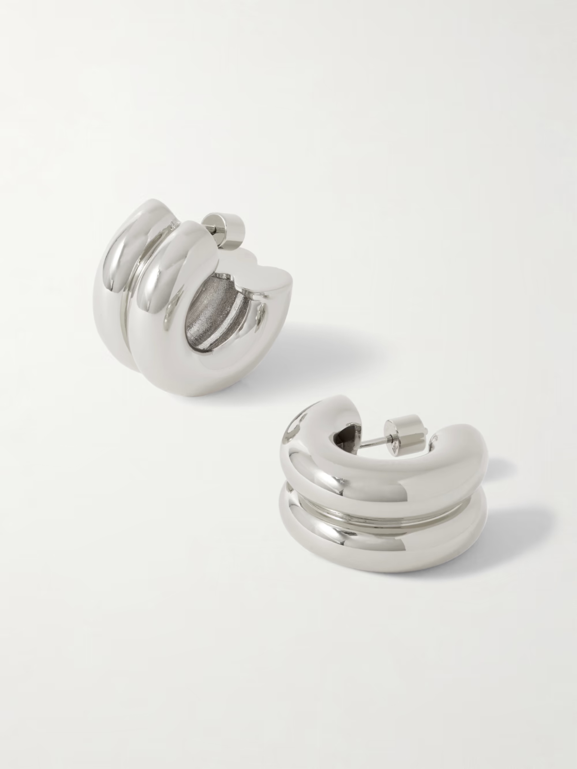 Double Rhodium-Plated Hoop Earrings