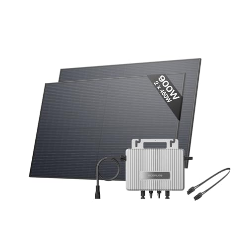 Ecoflow Stream Balcony Solar System, 800w Micro Inverter, 2 &amp;times; 450w Pv Solar Panels, Smart Grid-Feed Inverter With Wi-Fi &amp;amp; App Control for Balcony, Garden, Roof &amp;amp; Vertical Walls