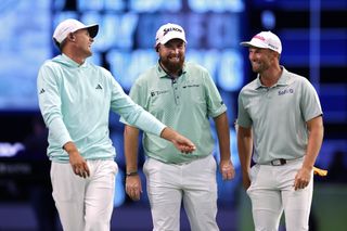 Ludvig Aberg, Shane Lowry and Wyndham Clark celebrate their victory