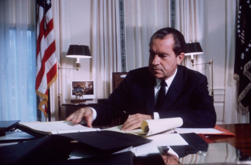 Former US president Richard Nixon in the White House
