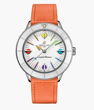 Breitling watch with an orange strap