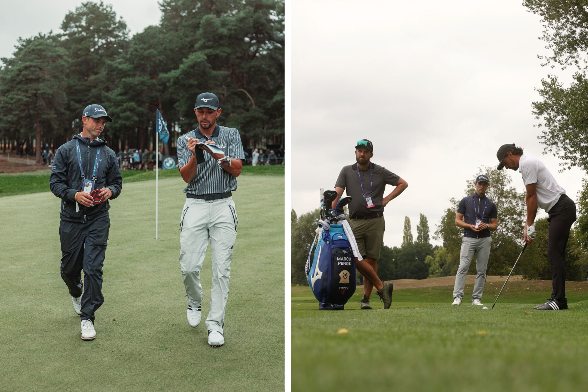 Marco Penge with his coach Alex Buckner on the golf course