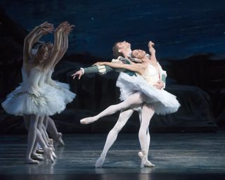 Misty Copeland with partner James Whiteside in a performance of Swan Lake.