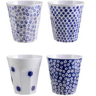 Inky blues melamine cups