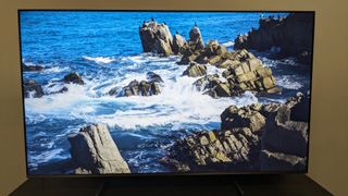 Hisense U6N with waves and rocks on screen