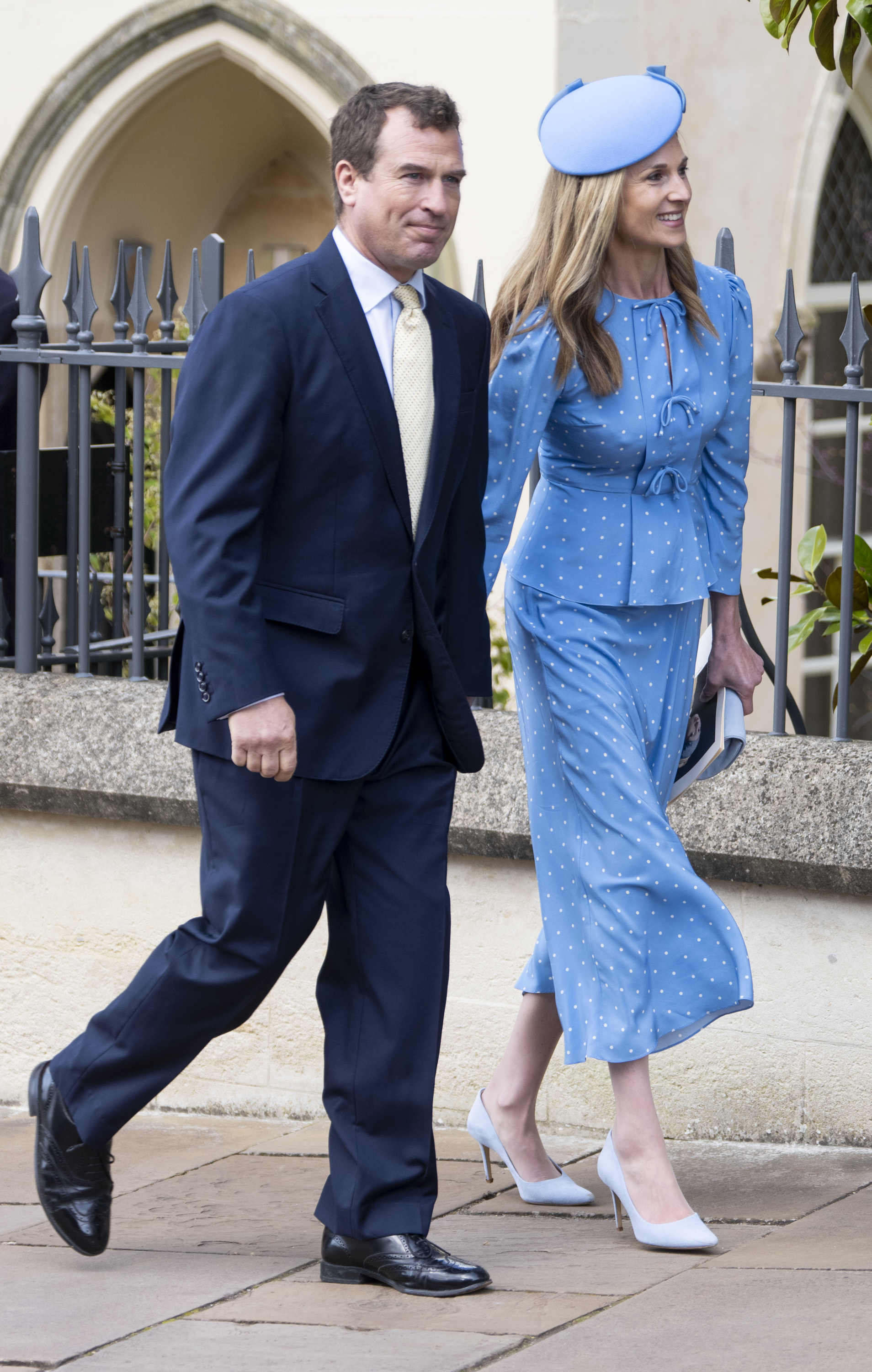 Peter Phillips and Harriet Sperling attend the 2026 Easter Matins Service at St George's Chapel on April 5, 2026 in Windsor, England