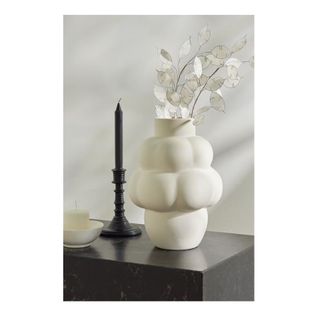 white ceramic bubble vase