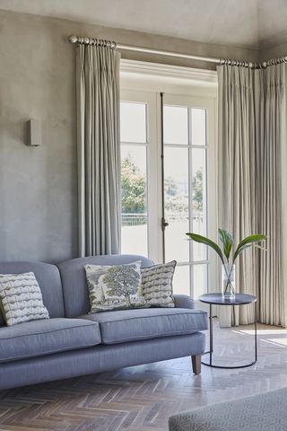 grey textured walls in a living room