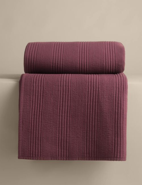 Cotton Rich Ribbed Bedspread With Linen