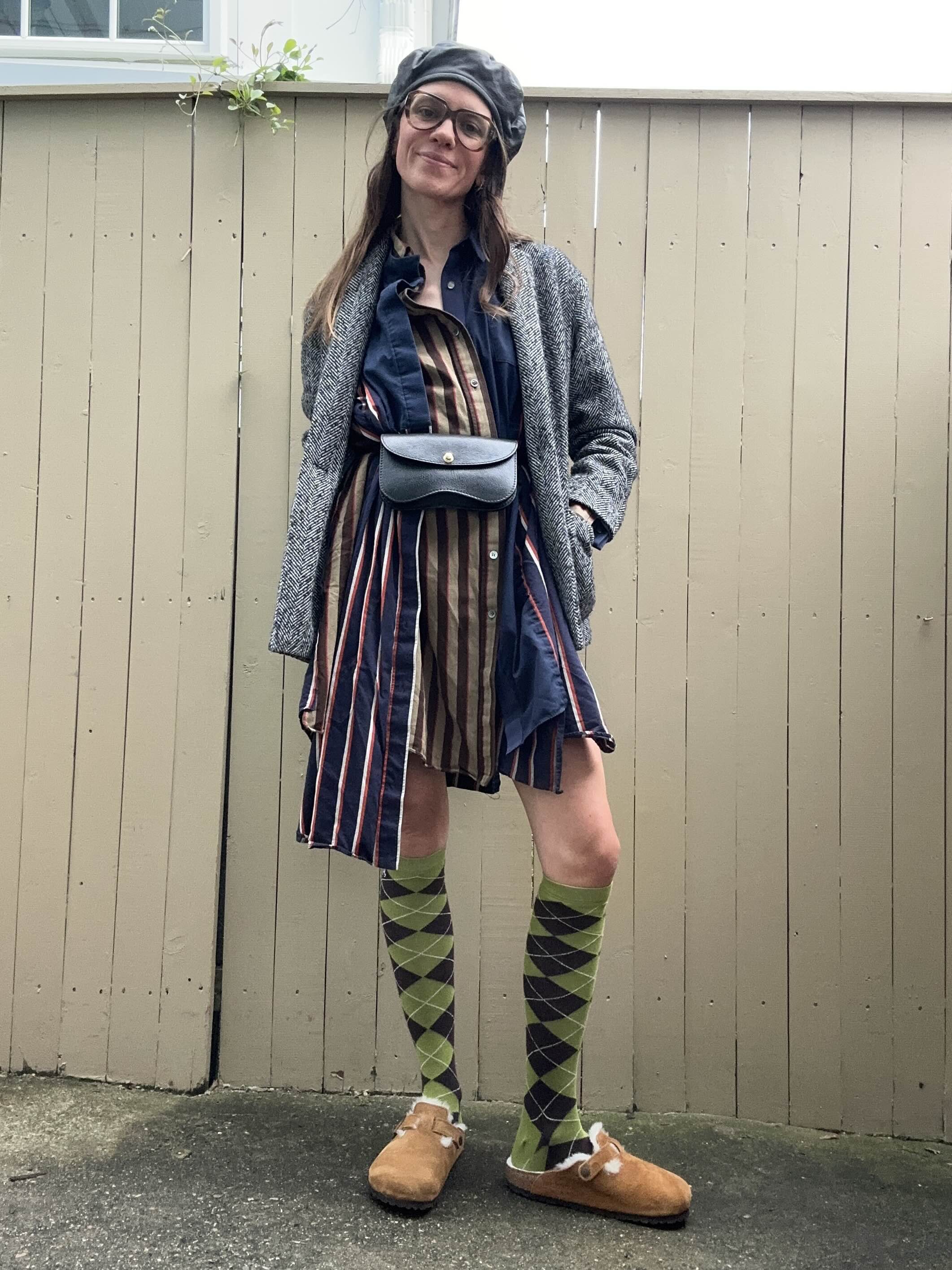 Julia Gall wearing birkenstock clog outfits