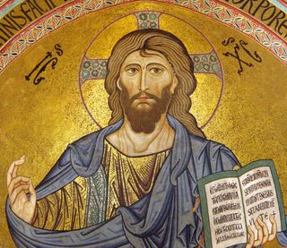 Christus Pantocrator in the apsis of the cathedral of Cefalu.