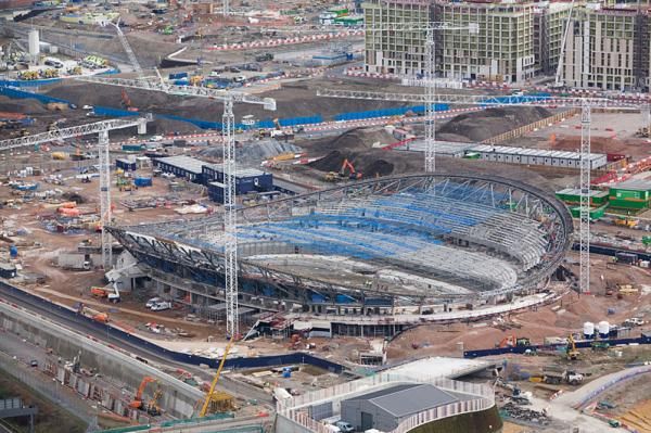 The cable-net roofing on the London 2012 Velodrome has been put in place.