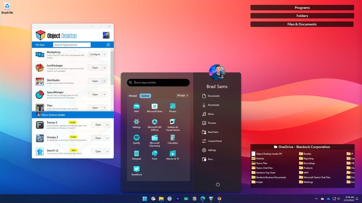 Stardock applications including Object Desktop and Start11