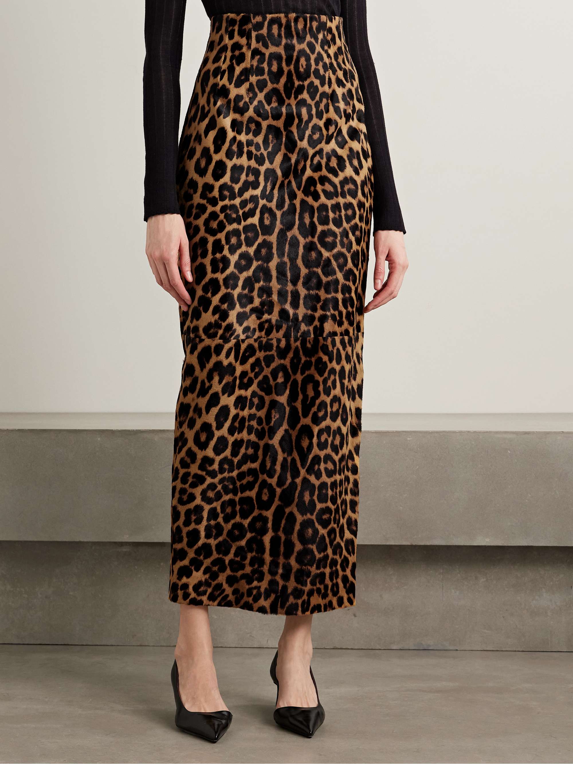 Loxley Leopard-Print Calf Hair Maxi Skirt