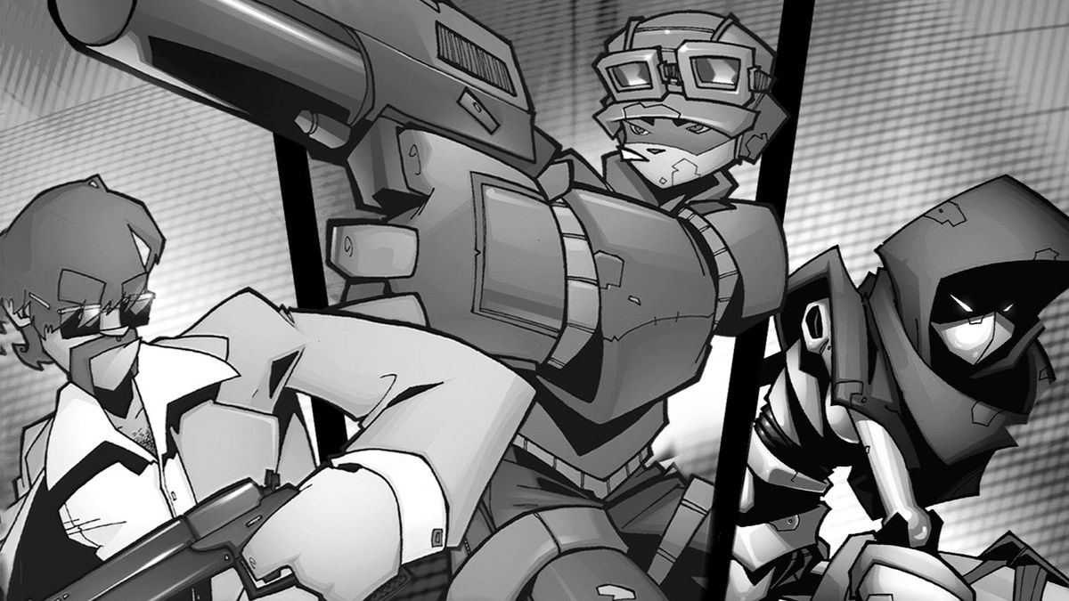 Timesplitters 2 keyart in monochrome