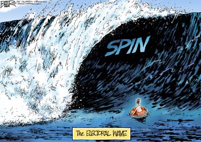 Political cartoon U.S. midterms 2018 wave election voters ocean