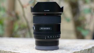 Sony 20mm f/1.8 G lens from front