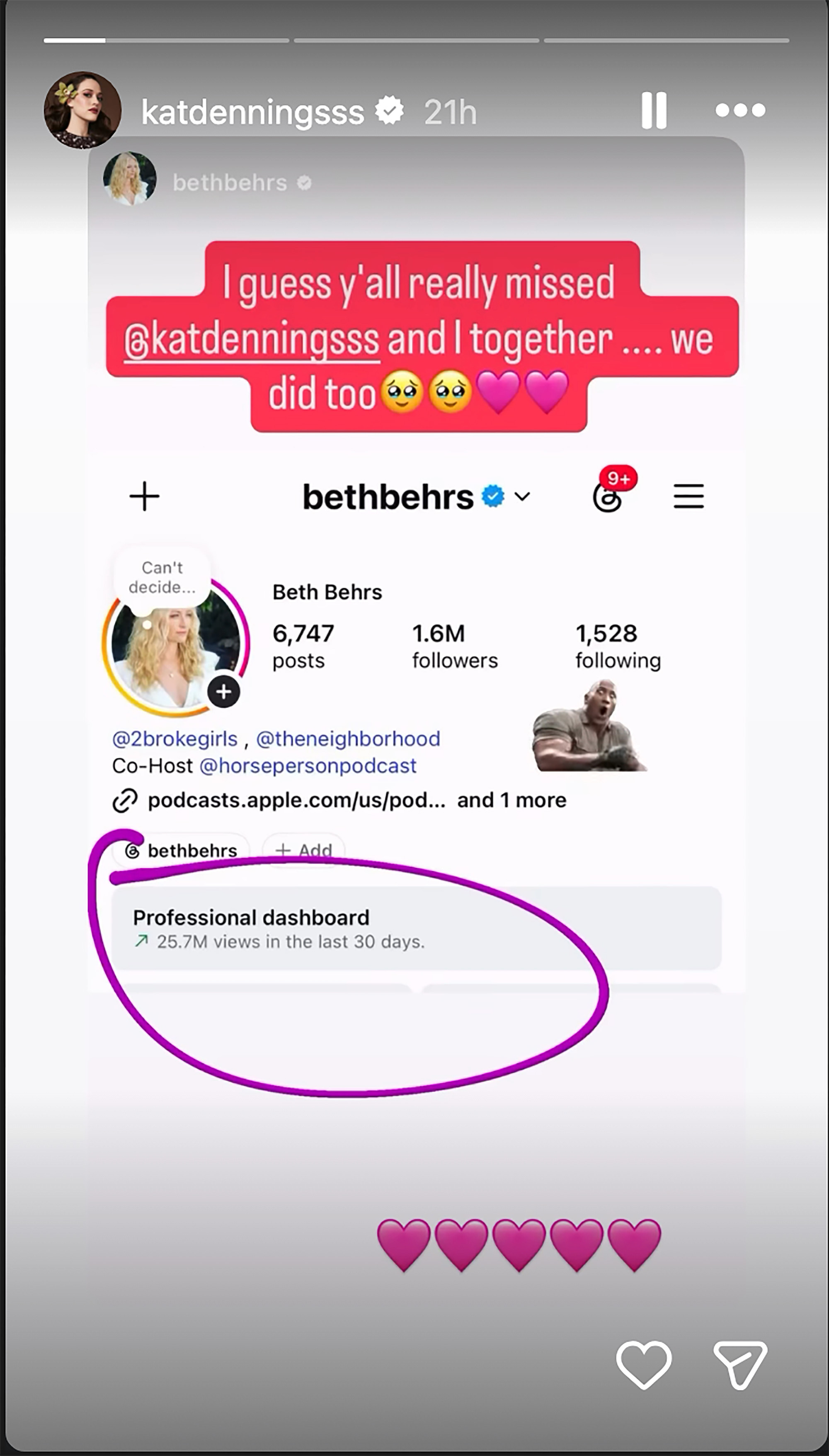 Kat Dennings sharing Beth Behrs story.