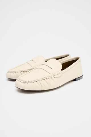 ZARA Ruched Leather Loafers