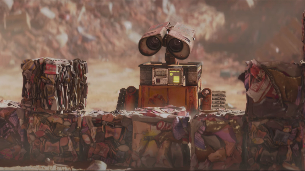 Wall-E longingly looking at trash in Wall-E