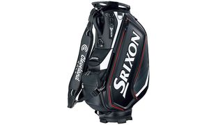 Srixon Tour Staff Bag and its black and red design on a white background