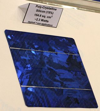 The silicon solar cell is 154 square centimeters and produces about 2.3 watts.