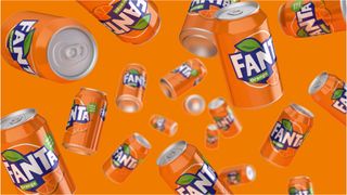 Tumbling cans of Fanta