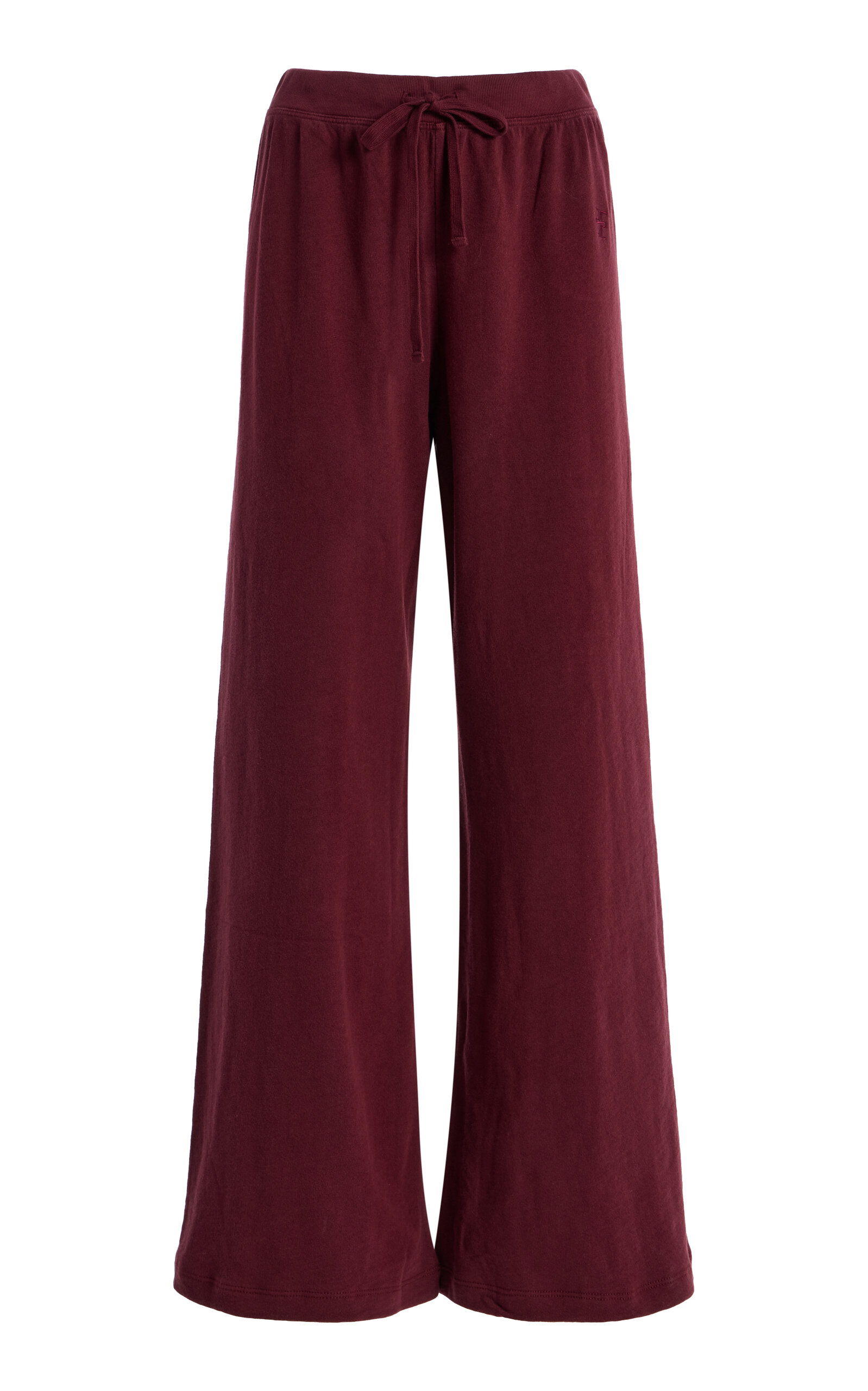 Drawstring Cotton Wide-Leg Sweatpants