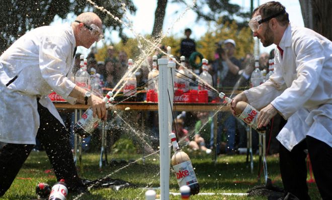 Swinging Coke geysers