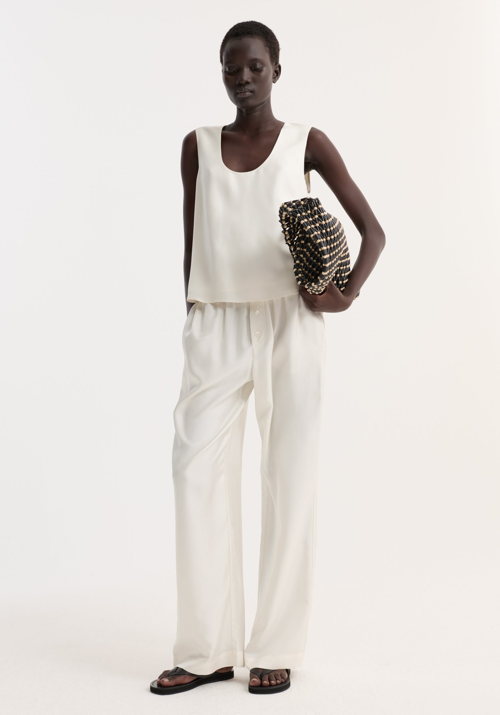 Relaxed Silk Trousers | Cream
