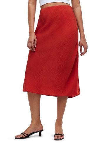 Crinkled Satin Slip Skirt