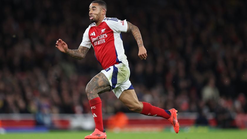 Gabriel Jesus of Arsenal running during the Champions League match against Monaco