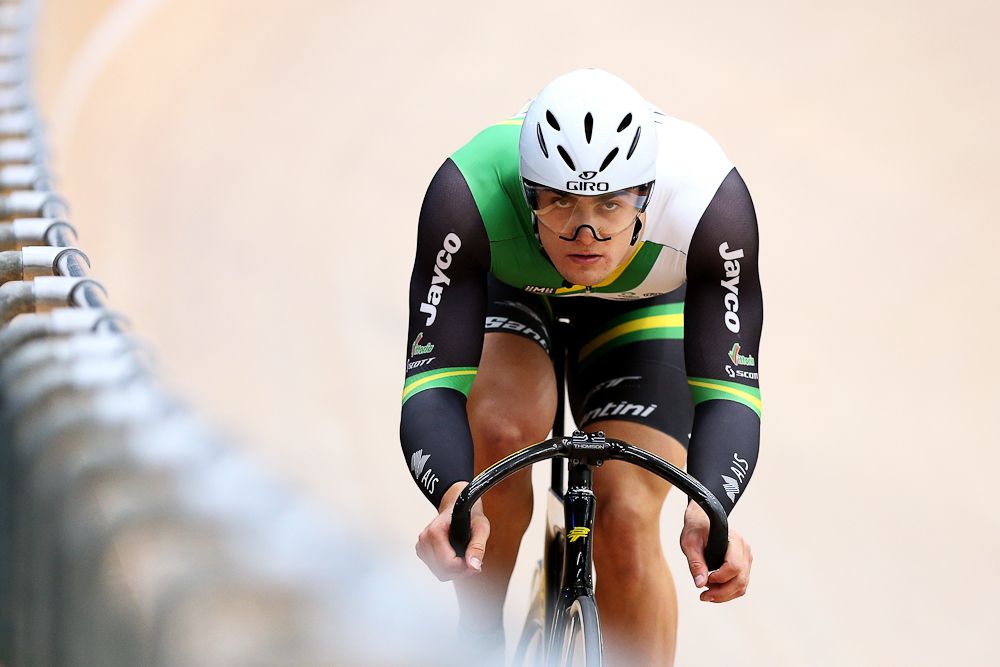 atthew Glaetzer of Australia finishes first in the Elite Men 200m Sprint qualifying during the 2015 Oceania Track Cycling Championships