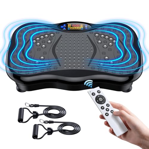 Gmcxax Vibration Plate Exercise Machine, Lymphatic Drainage Machine for Weight Loss, Lymphatic Drainage amp;amp; Muscle Recovery, Multiple Speeds With Bluetooth amp;amp; Remote, Max User Weight 330lbs, Pureblack