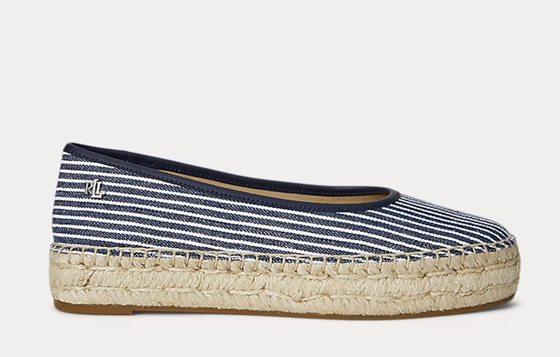 Ralph Lauren, Luize Striped Canvas Ballet Espadrille