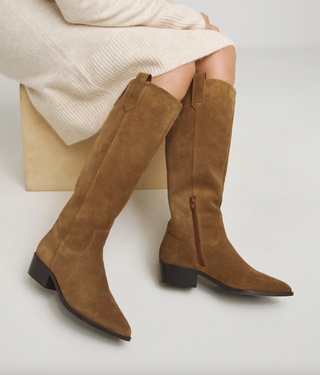 JD Williams Yves Knee High Suede Cowboy Boots